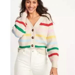 Old Navy Women’s Striped Button up cream sweater